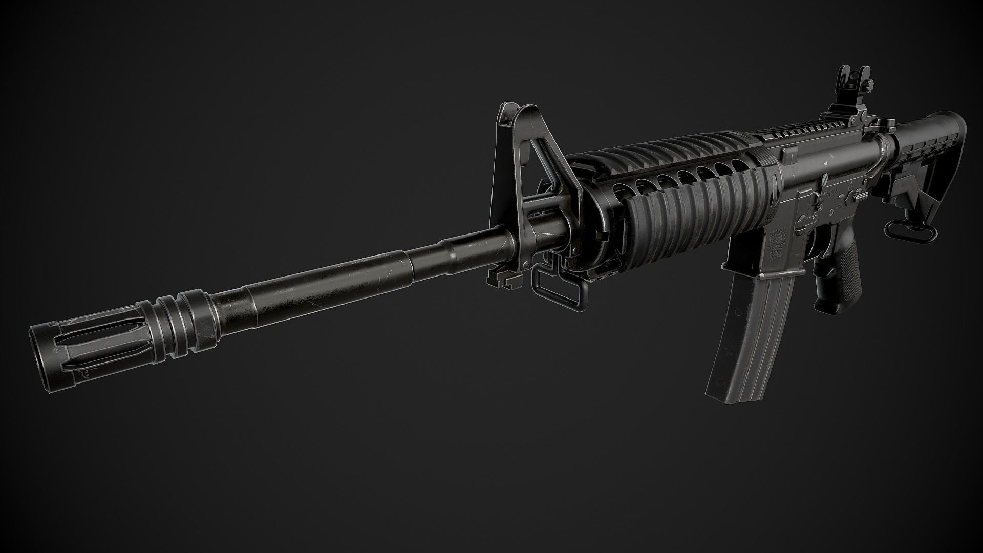 M4 Carbine Low-poly 3D model_6
