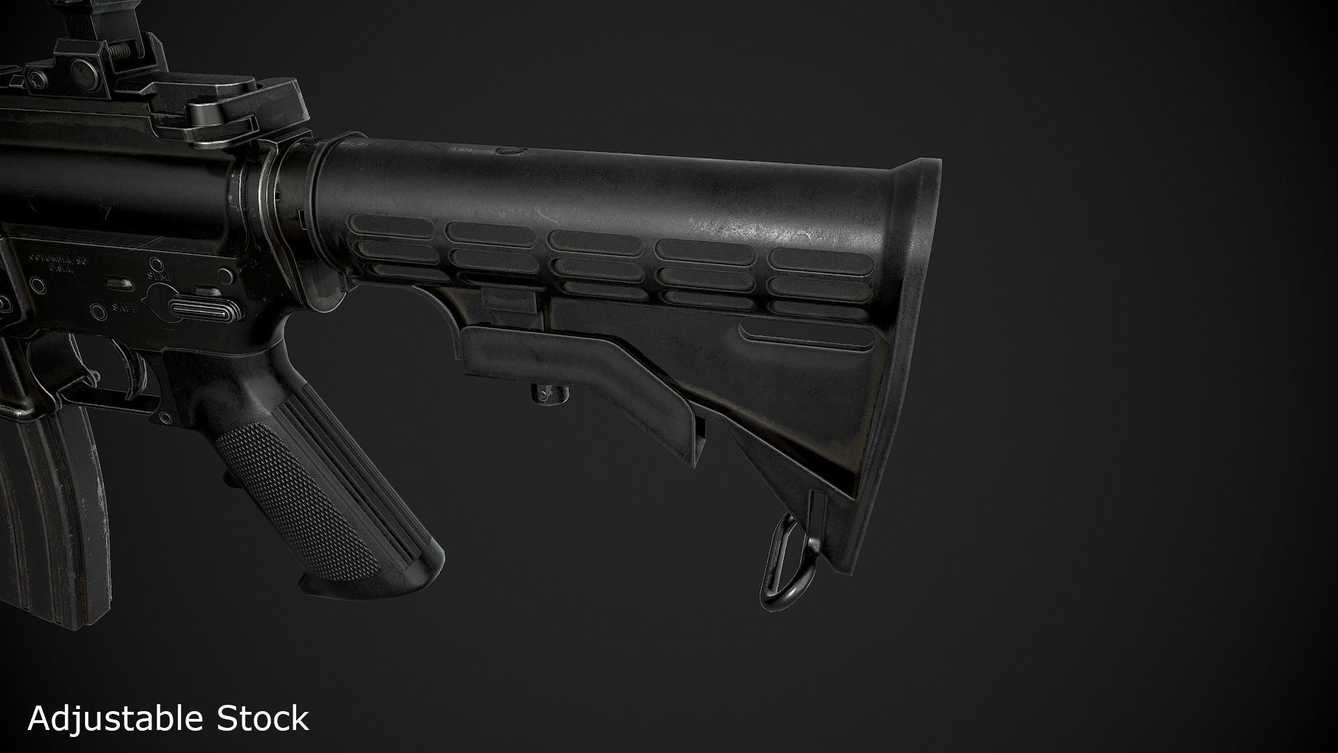 M4 Carbine Low-poly 3D model_10