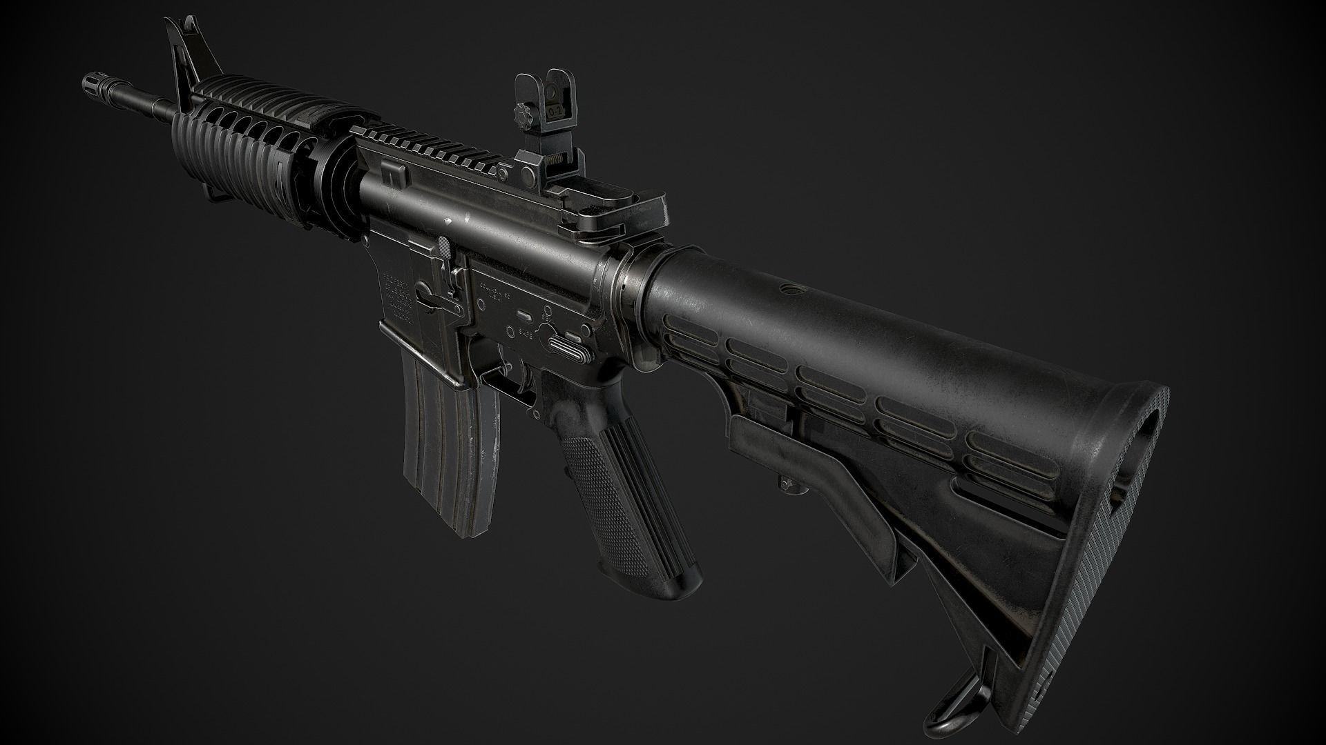 M4 Carbine Low-poly 3D model_4