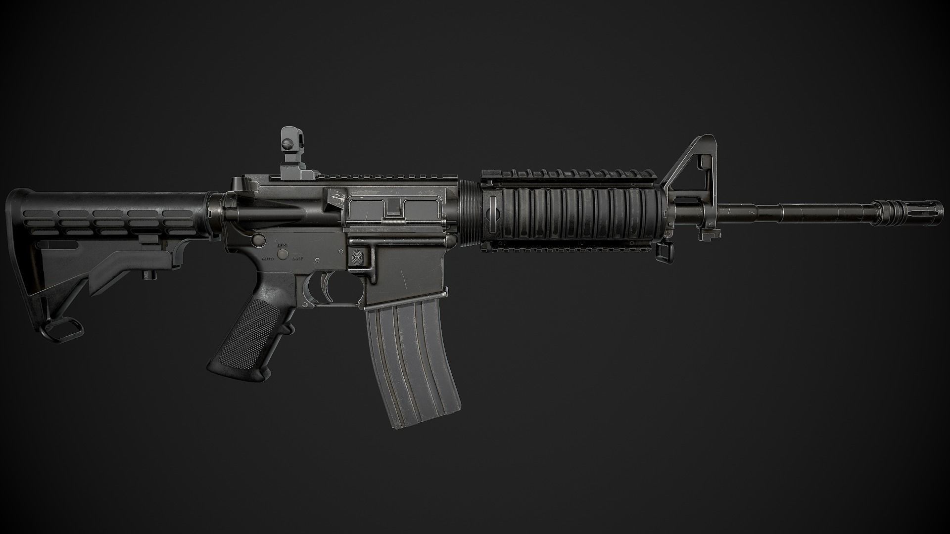 M4 Carbine Low-poly 3D model_3