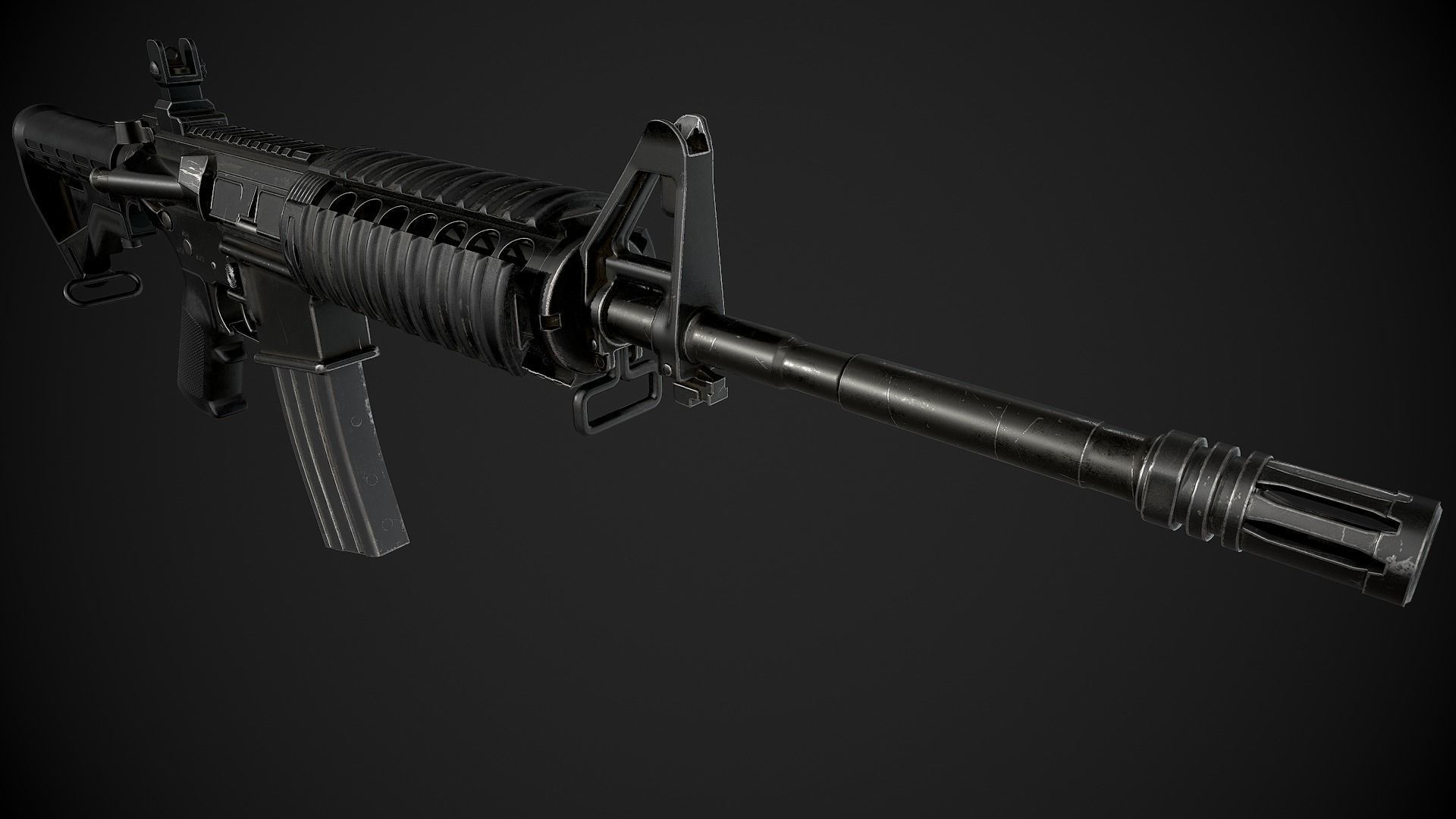 M4 Carbine Low-poly 3D model_7