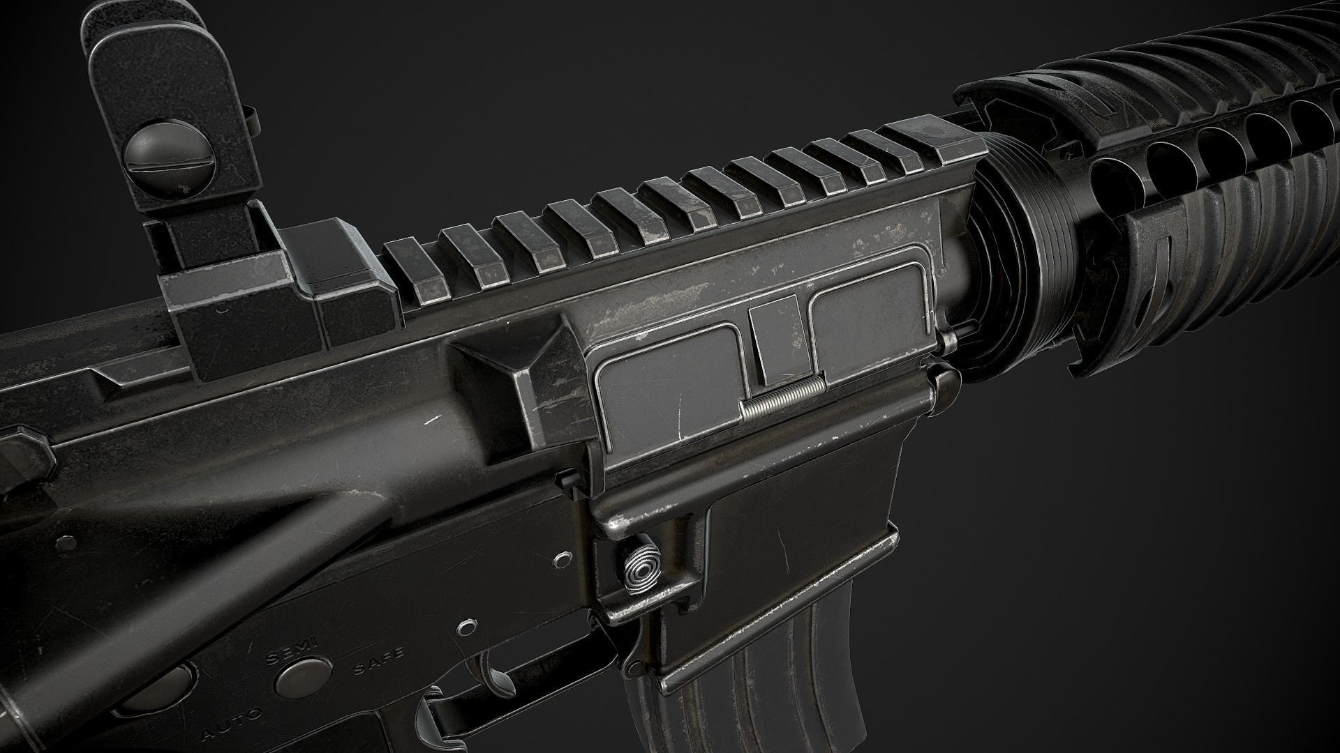 M4 Carbine Low-poly 3D model_8