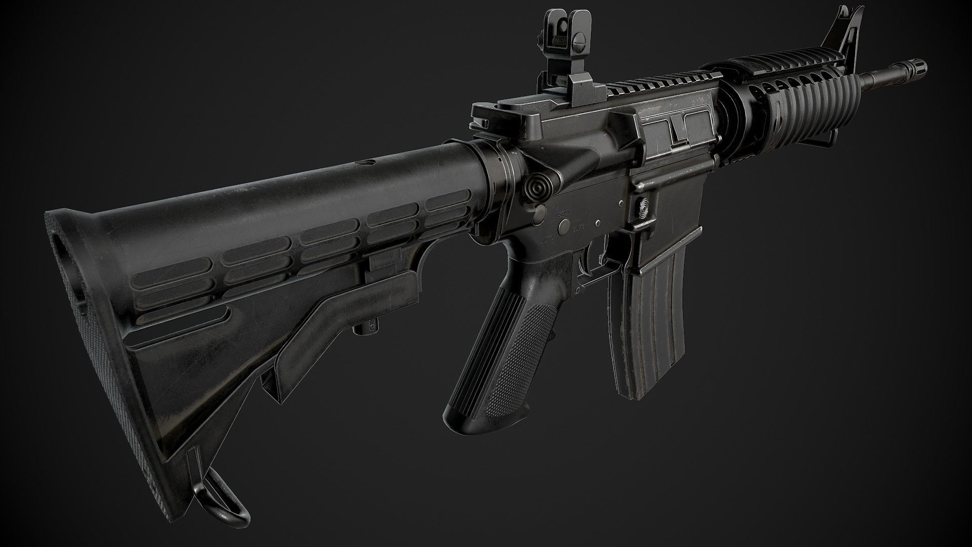 M4 Carbine Low-poly 3D model_5