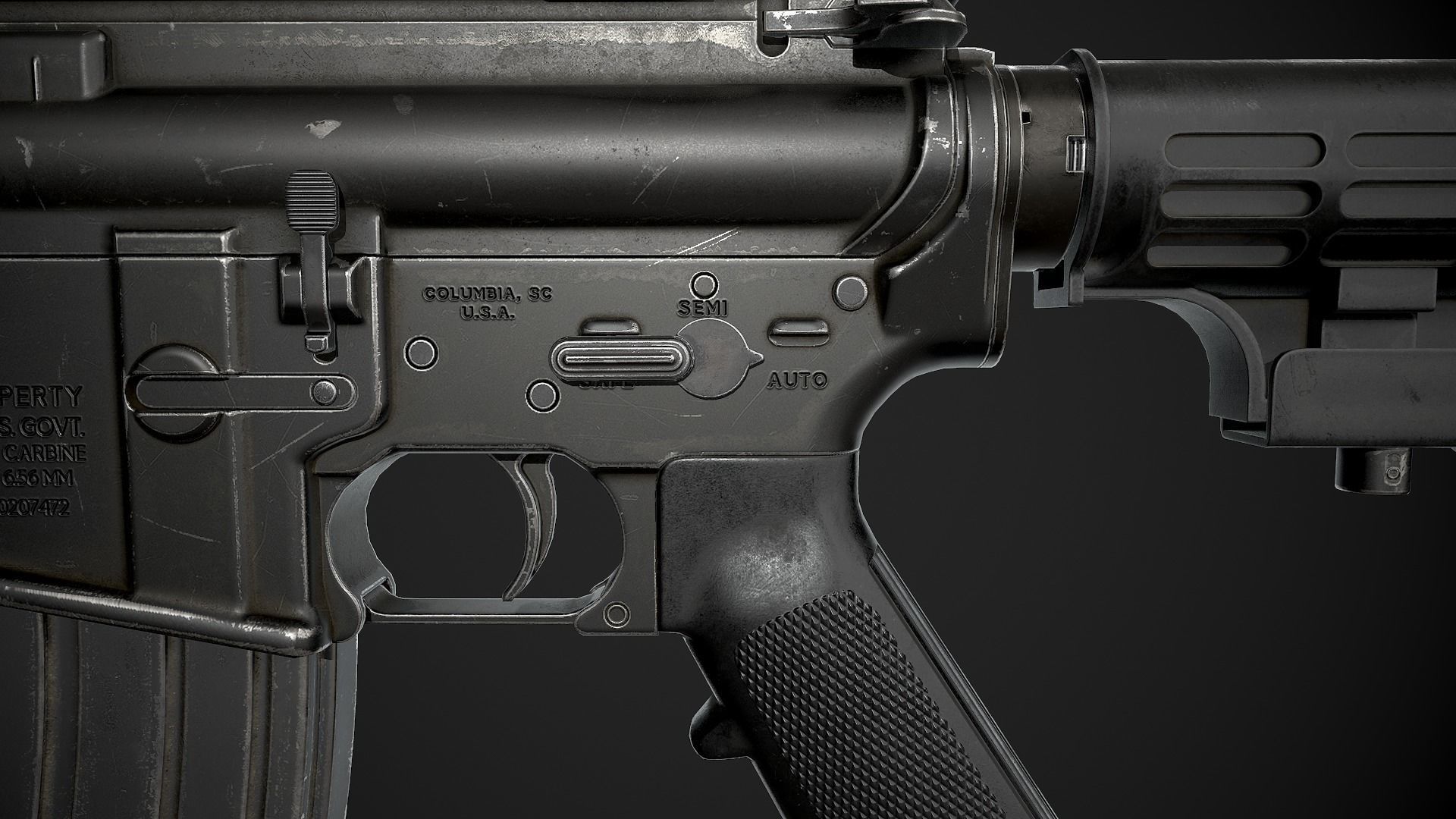 M4 Carbine Low-poly 3D model_14