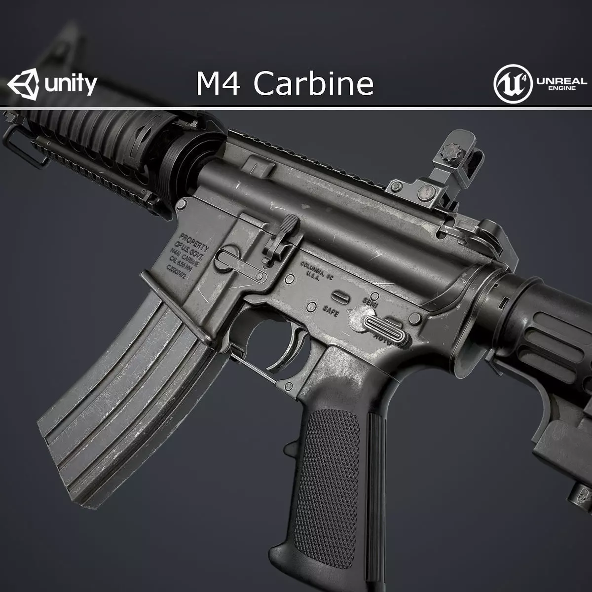 M4 Carbine Low-poly 3D model_0