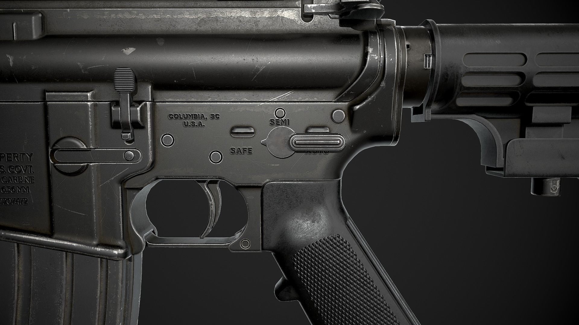 M4 Carbine Low-poly 3D model_12