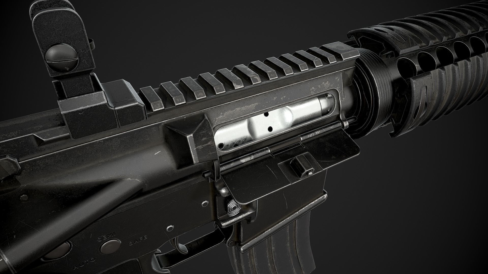 M4 Carbine Low-poly 3D model_9