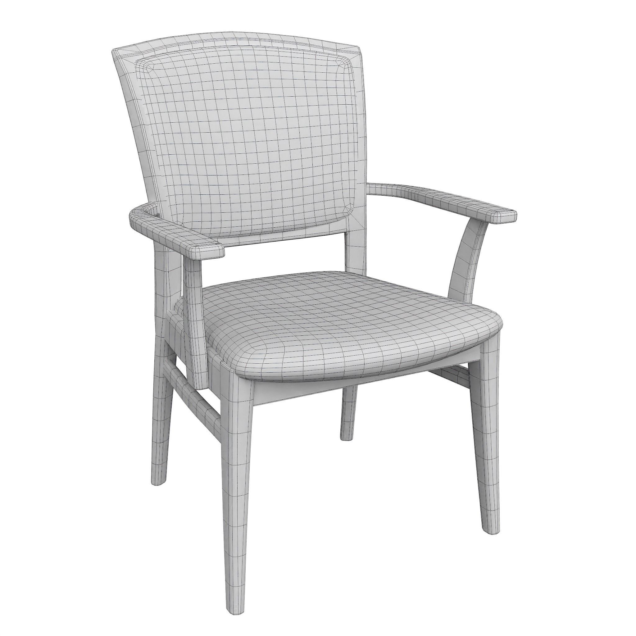 Chair-21 arm chair with tan upholstery Low-poly 3D model_2