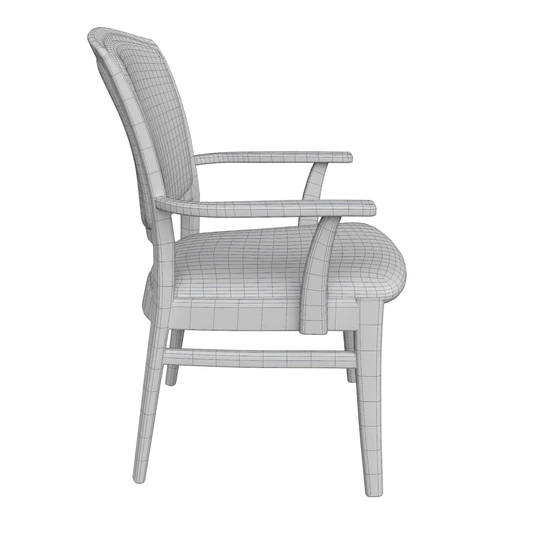 Chair-21 arm chair with tan upholstery Low-poly 3D model_4