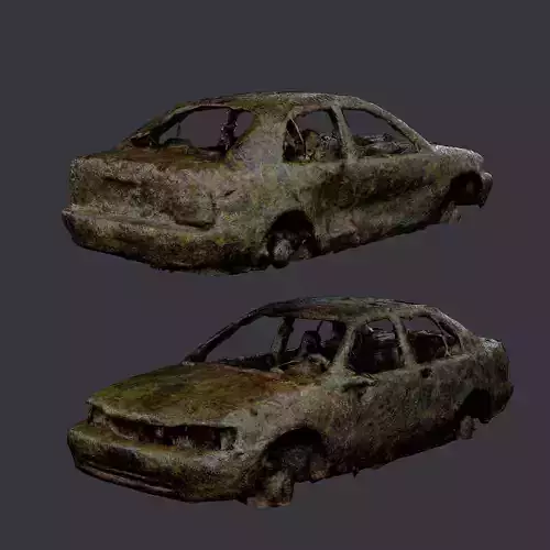 Apocalyptic Damaged Destroyed Vehicle Car Game Ready 03 Low-poly 3D model