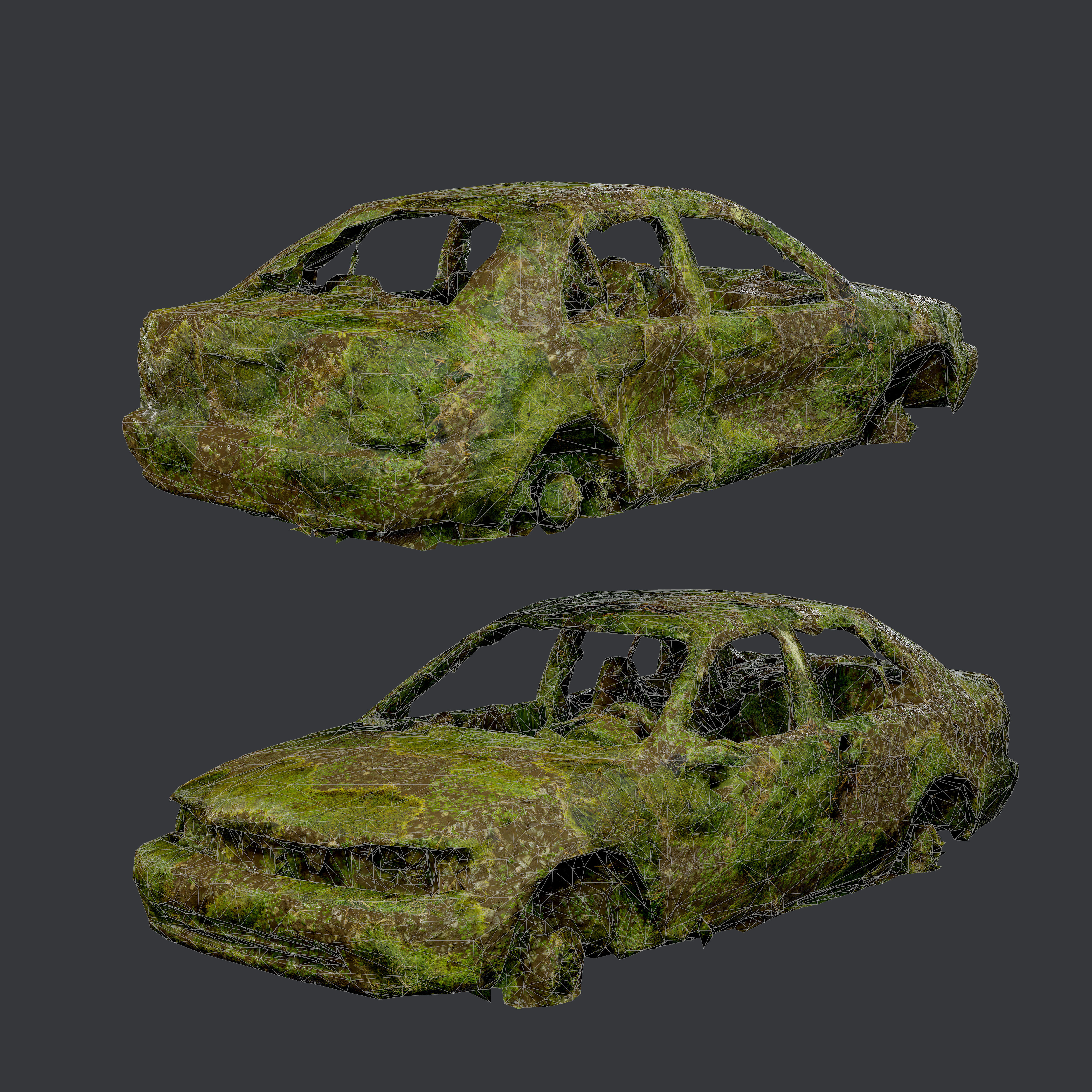 Apocalyptic Damaged Destroyed Vehicle Car Game Ready 05 Low-poly 3D model_1