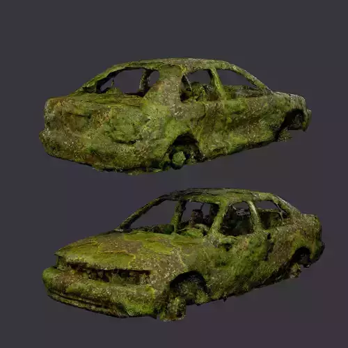 Apocalyptic Damaged Destroyed Vehicle Car Game Ready 05 Low-poly 3D model