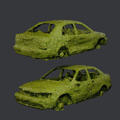 Apocalyptic Damaged Destroyed Vehicle Car Game Ready 06 Low-poly 3D model