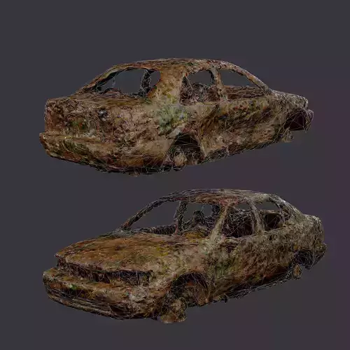 Apocalyptic Damaged Destroyed Vehicle Car Game Ready 08 Low-poly 3D model