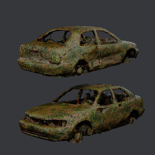 Apocalyptic Damaged Destroyed Vehicle Car Game Ready 09 Low-poly 3D model