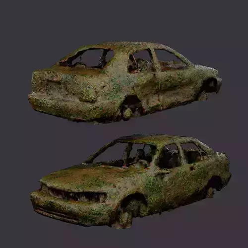 Apocalyptic Damaged Destroyed Vehicle Car Game Ready 09 Low-poly 3D model