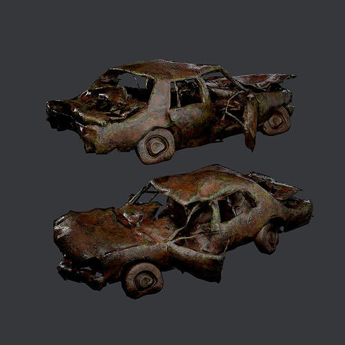 Apocalyptic Damaged Destroyed Vehicle Car Game Ready 10 Low-poly 3D model