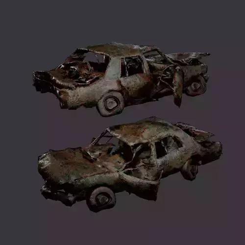 Apocalyptic Damaged Destroyed Vehicle Car Game Ready 13 Low-poly 3D model