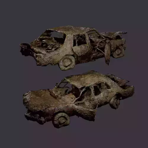 Apocalyptic Damaged Destroyed Vehicle Car Game Ready 19 Low-poly 3D model