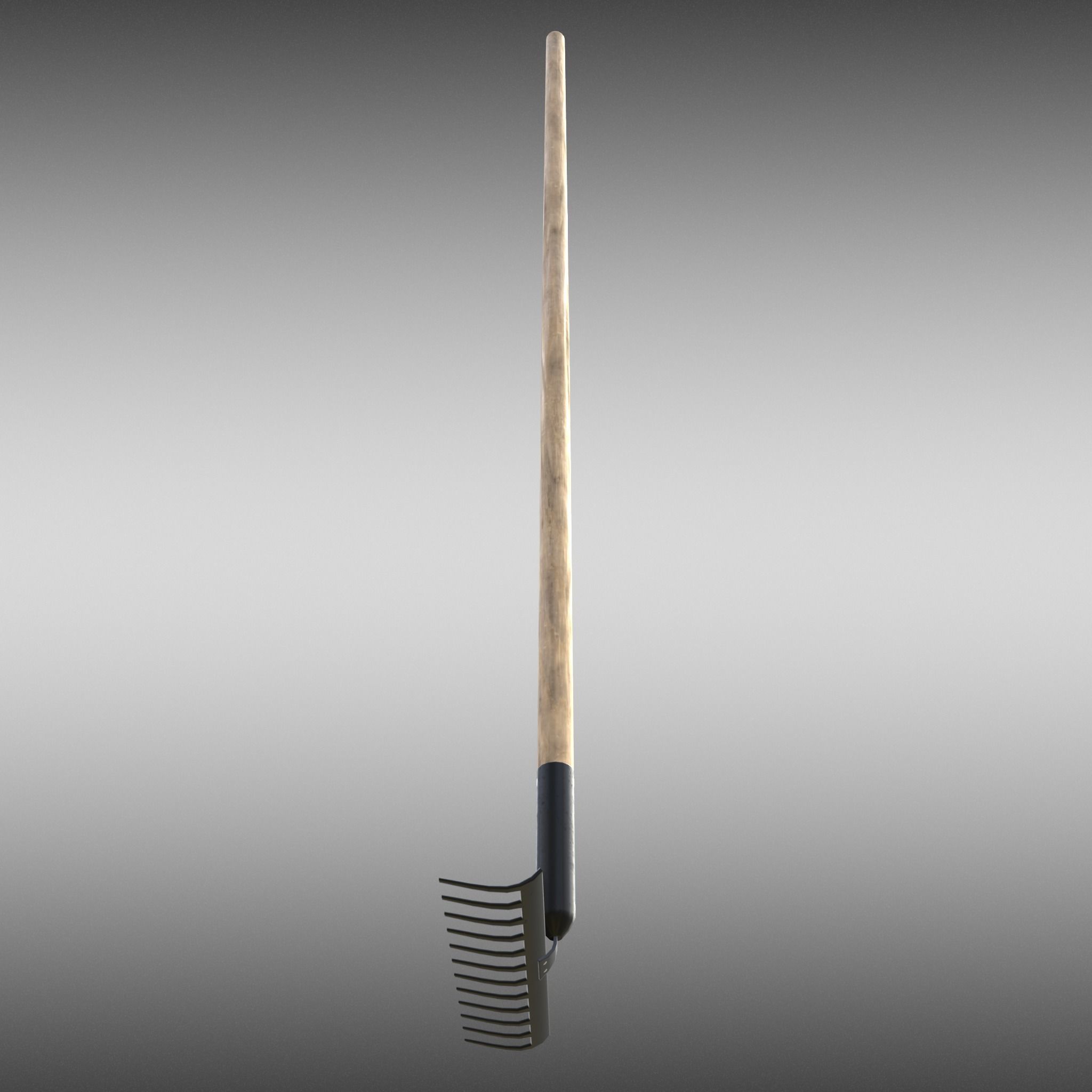Game-ready Rake Black - Clean and Dirty Low-poly 3D model_9