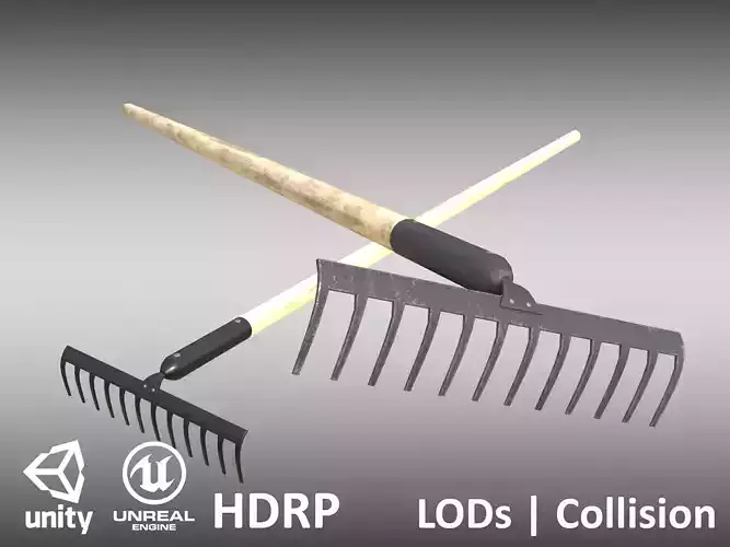Game-ready Rake Black - Clean and Dirty Low-poly 3D model Game-ready Rake Black - Clean and Dirty Low-poly 3D model