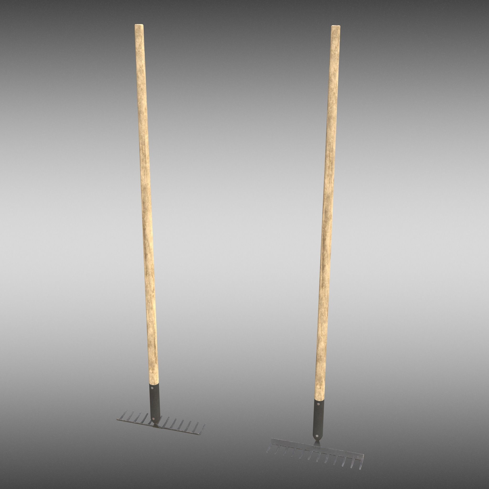 Game-ready Rake Black - Clean and Dirty Low-poly 3D model_2
