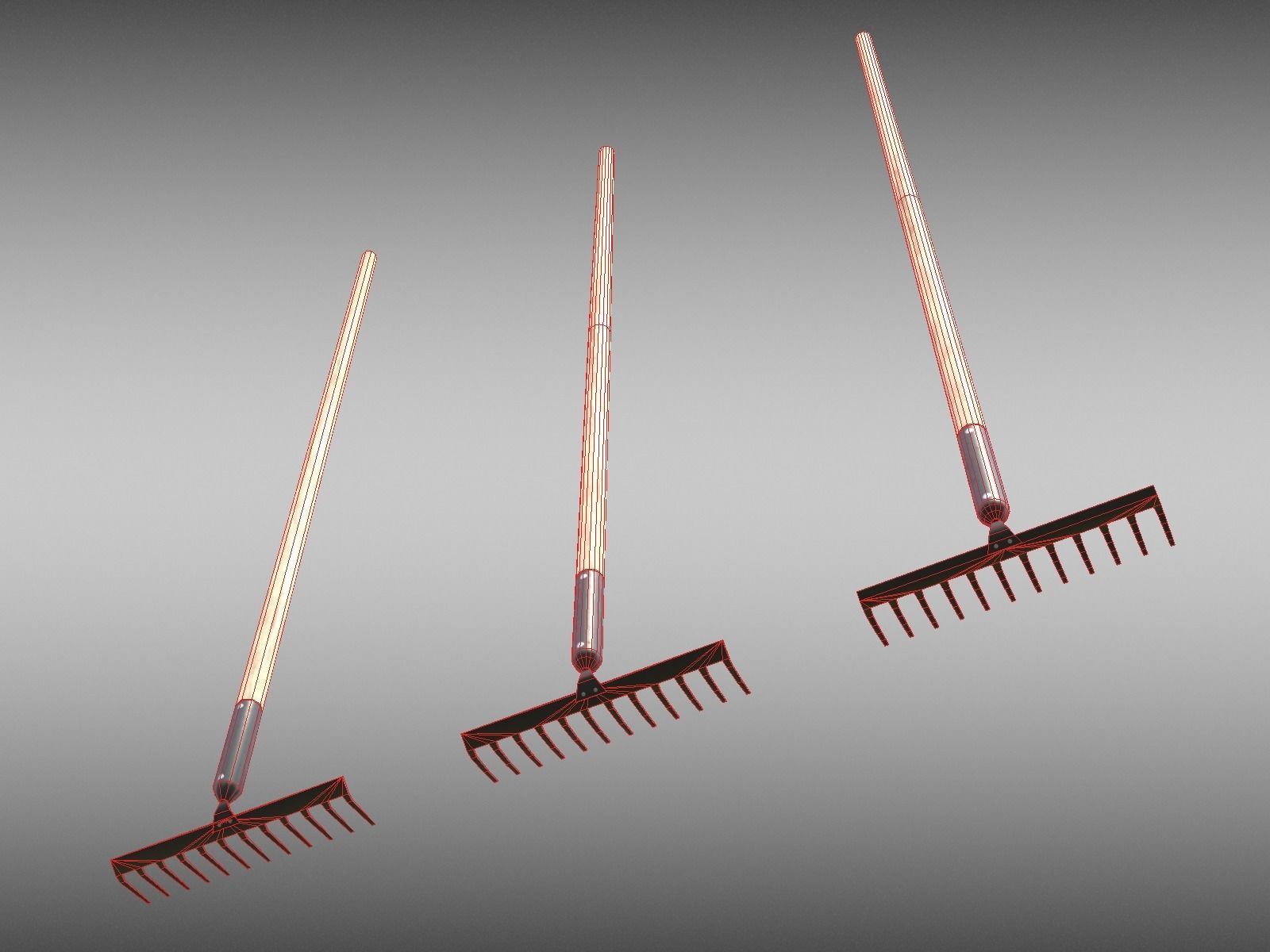 Game-ready Rake Black - Clean and Dirty Low-poly 3D model_26