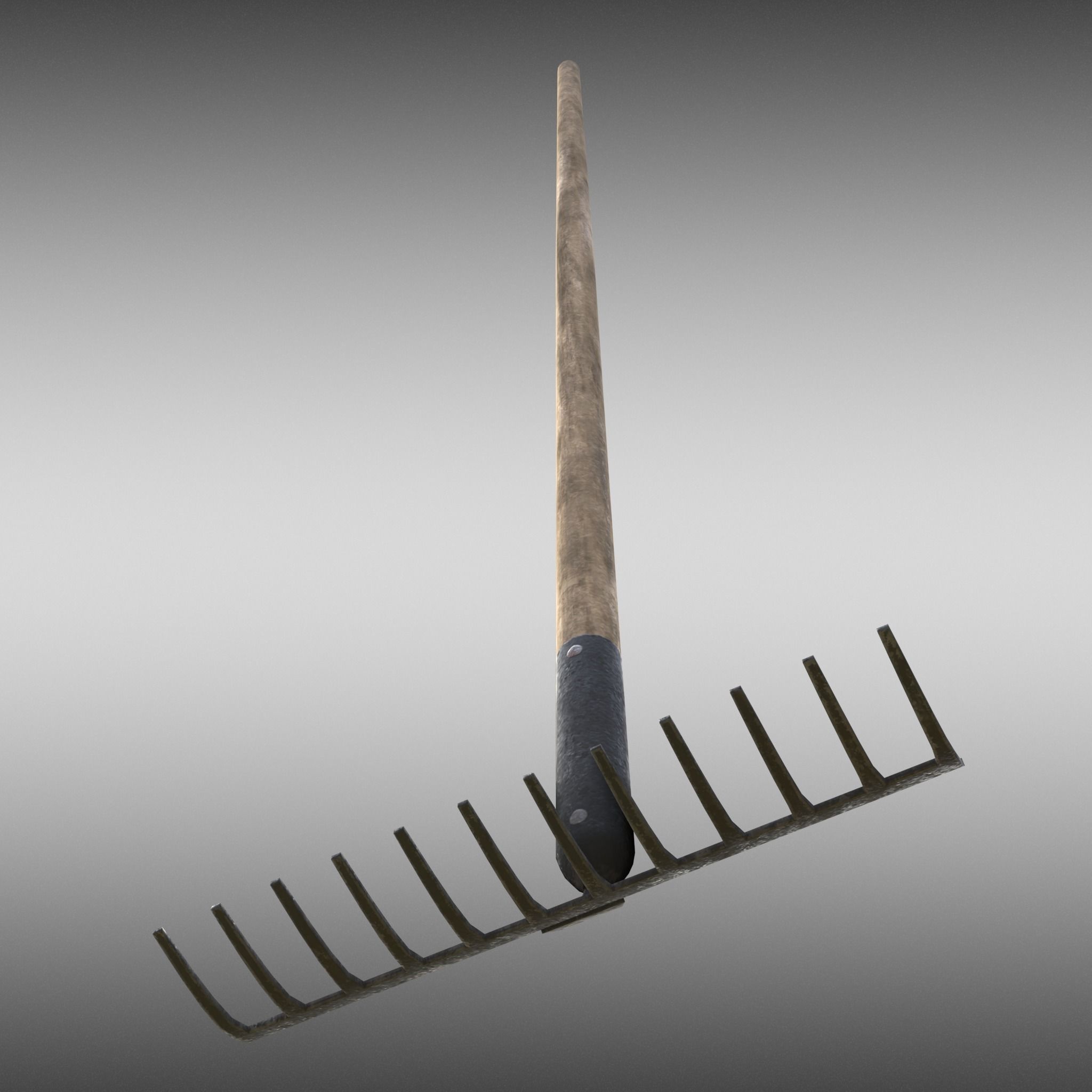 Game-ready Rake Black - Clean and Dirty Low-poly 3D model_8