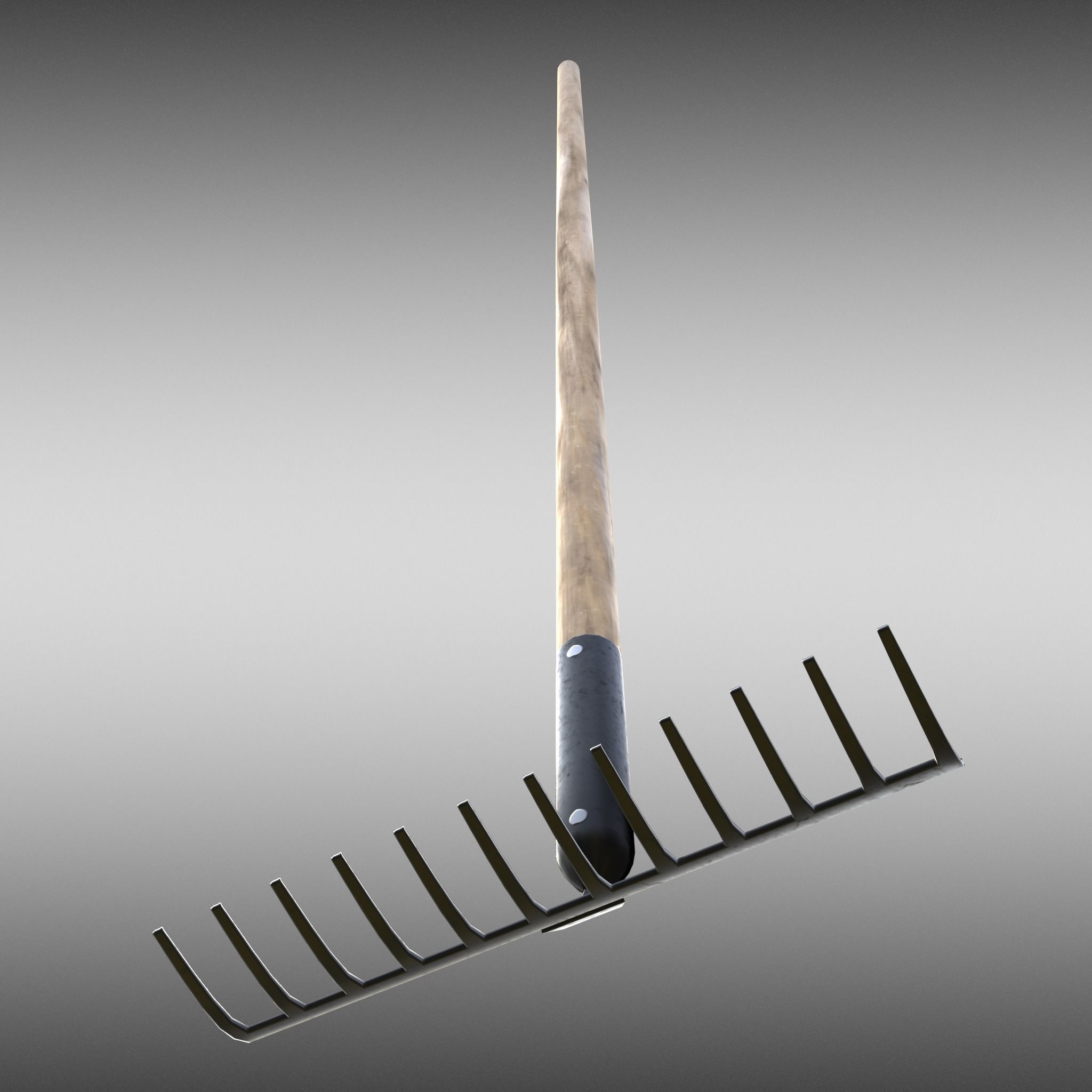 Game-ready Rake Black - Clean and Dirty Low-poly 3D model_7