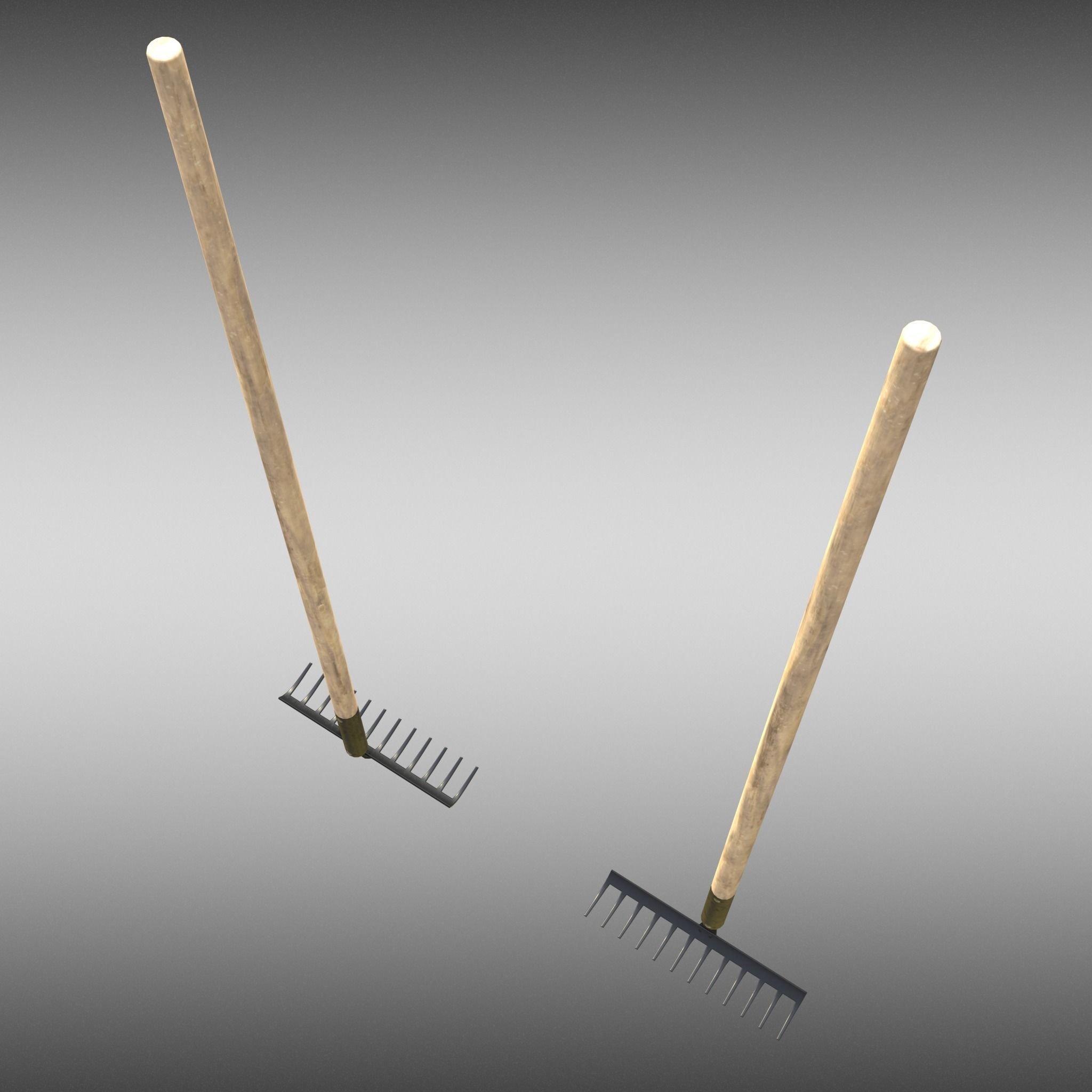 Game-ready Rake Black - Clean and Dirty Low-poly 3D model_3