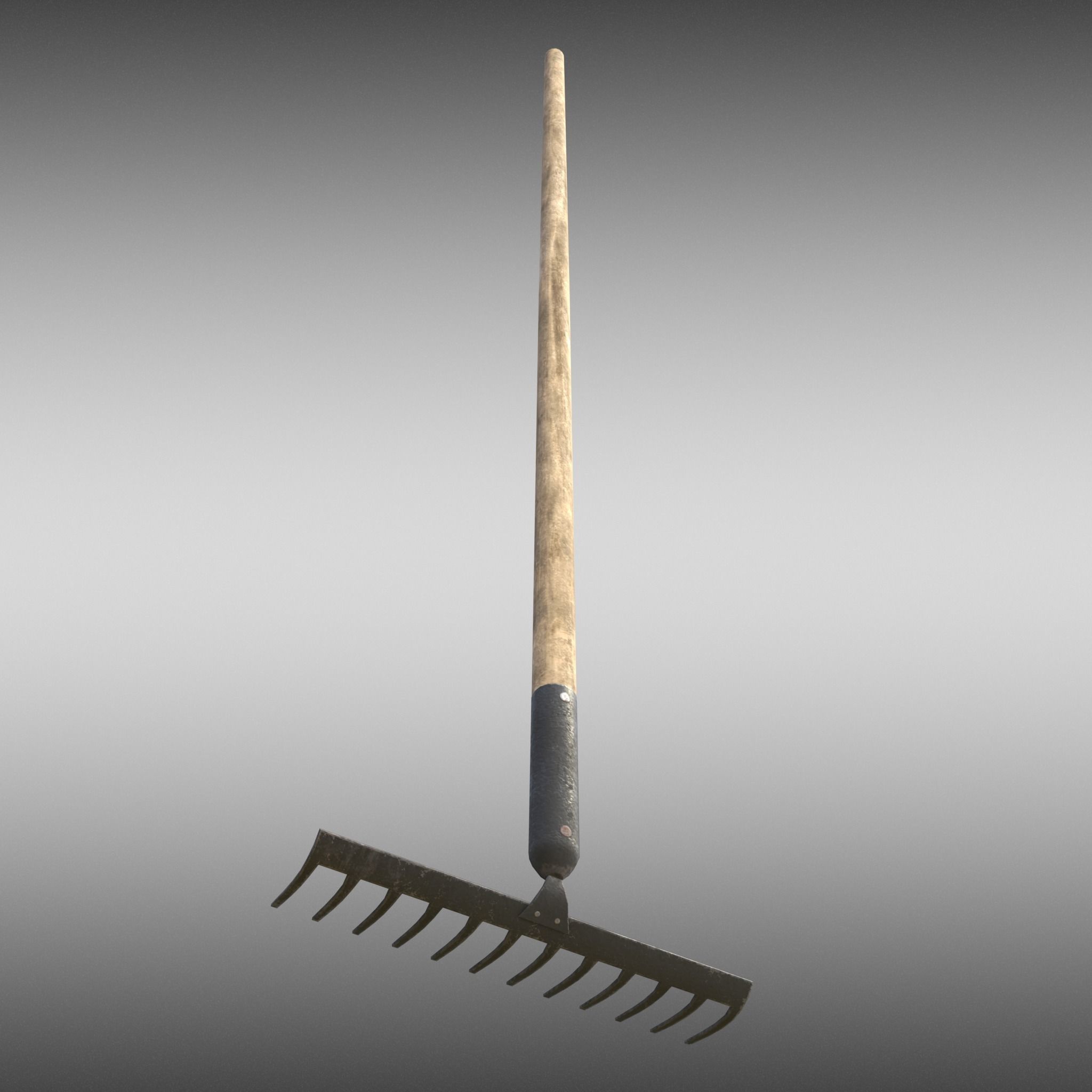 Game-ready Rake Black - Clean and Dirty Low-poly 3D model_6
