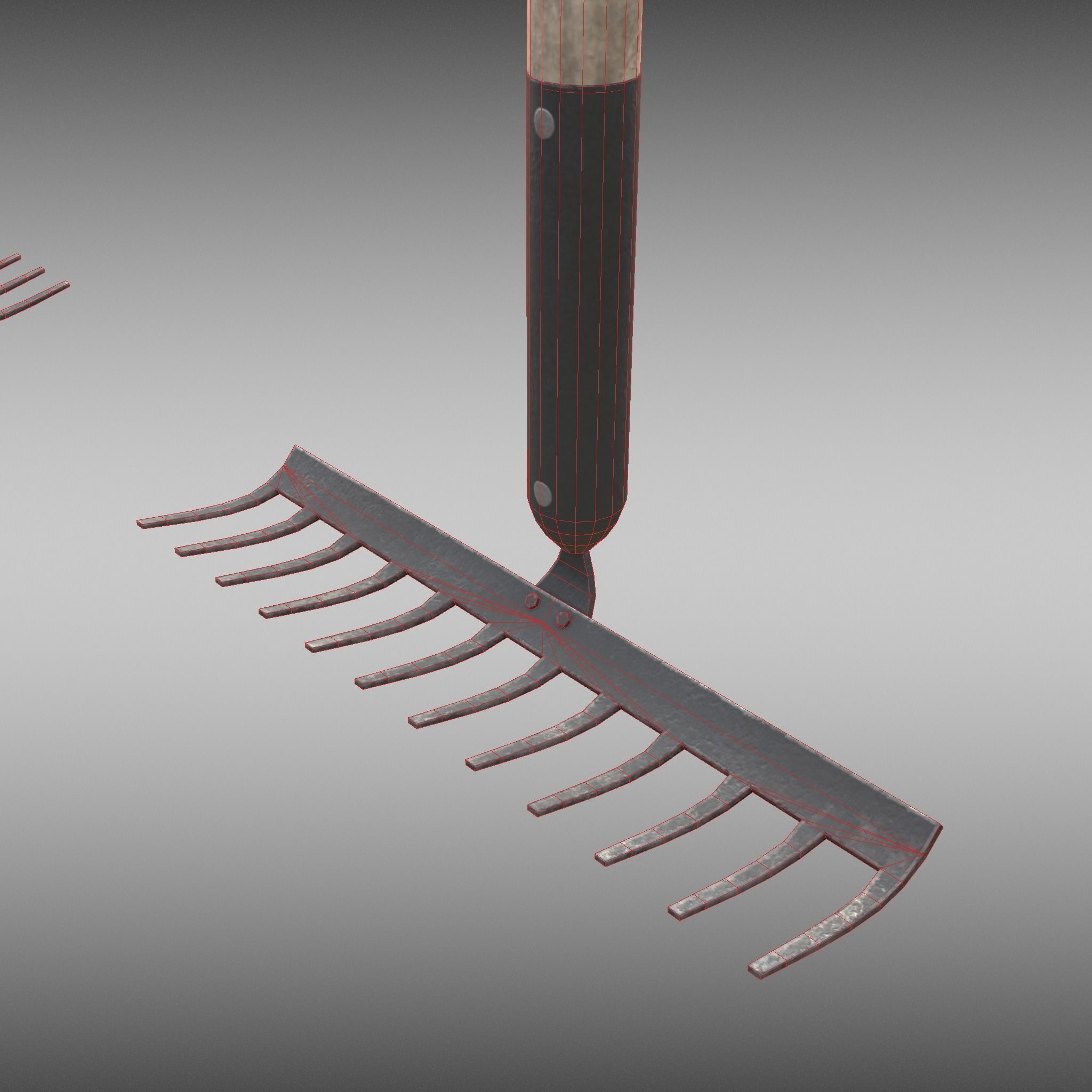 Game-ready Rake Black - Clean and Dirty Low-poly 3D model_13