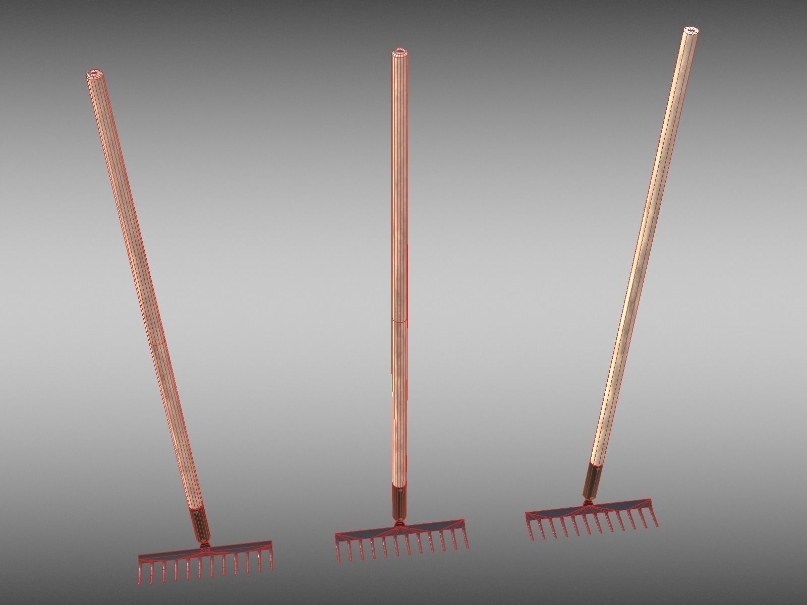 Game-ready Rake Black - Clean and Dirty Low-poly 3D model_24