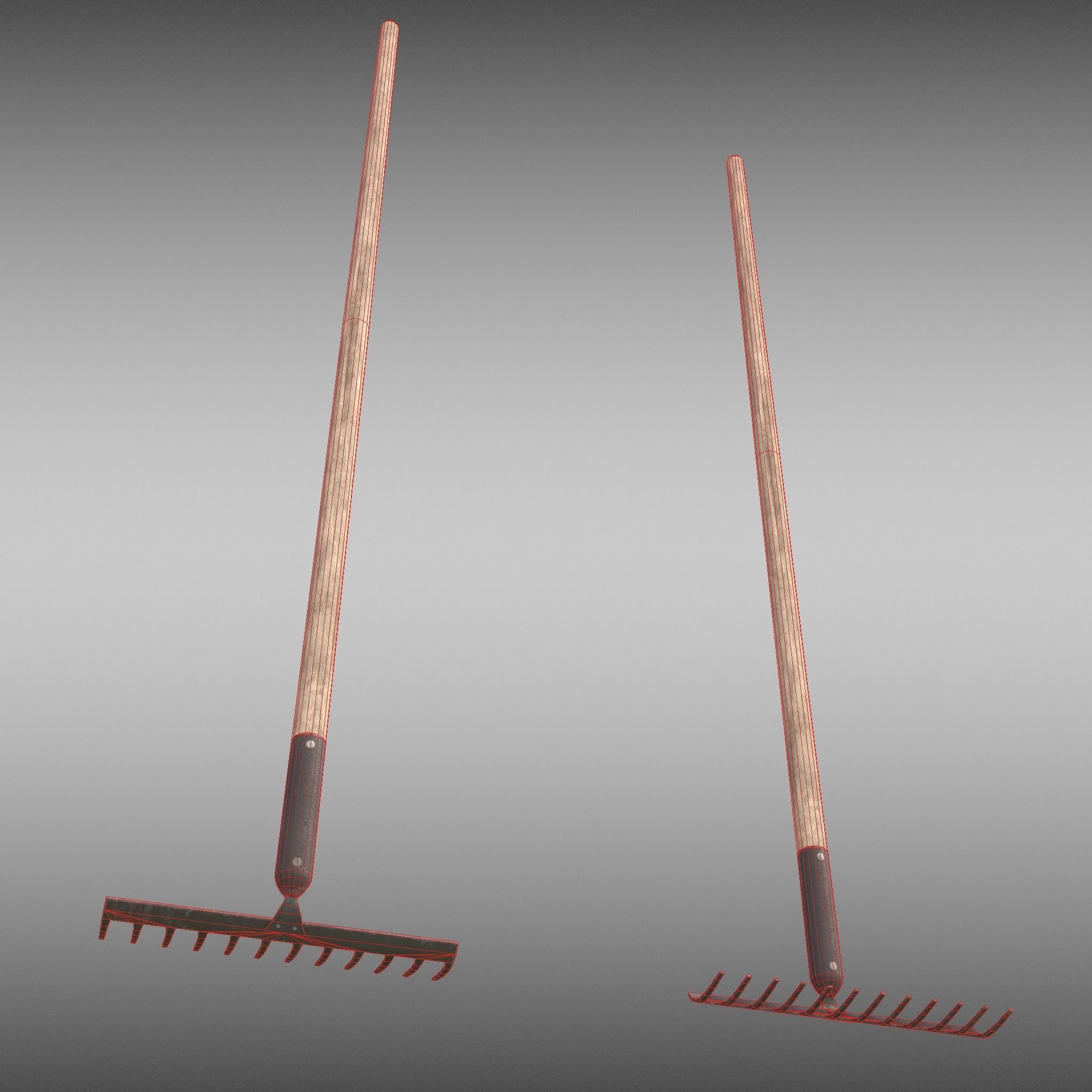 Game-ready Rake Black - Clean and Dirty Low-poly 3D model_14