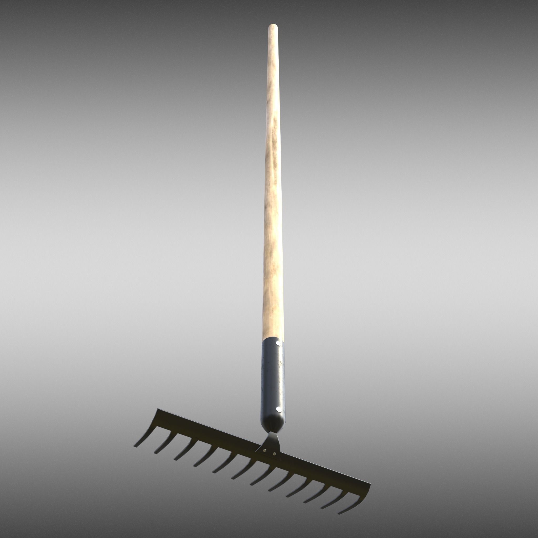 Game-ready Rake Black - Clean and Dirty Low-poly 3D model_5