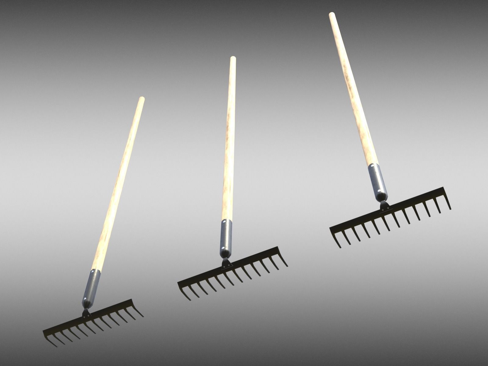 Game-ready Rake Black - Clean and Dirty Low-poly 3D model_25