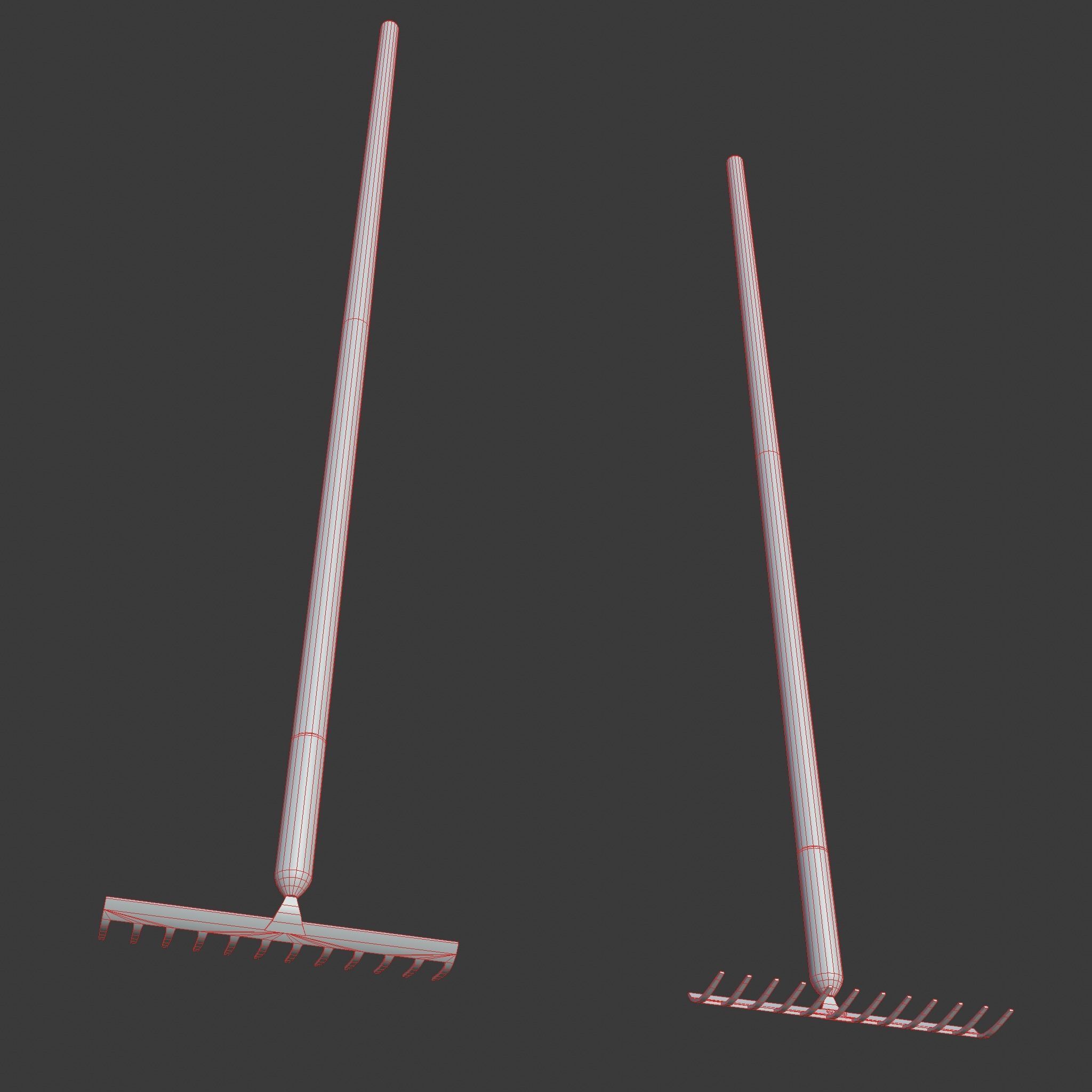 Game-ready Rake Black - Clean and Dirty Low-poly 3D model_15