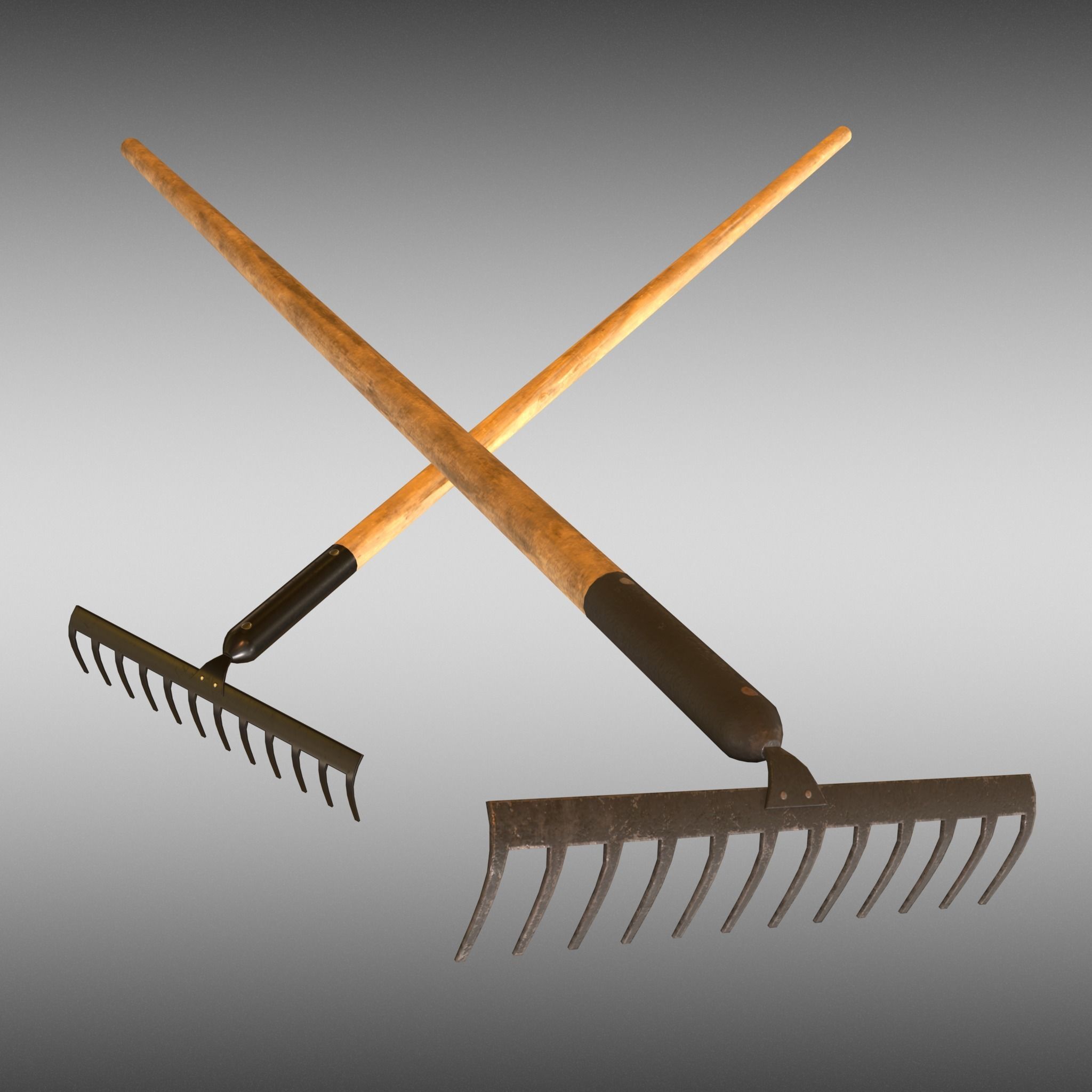 Game-ready Rake Black - Clean and Dirty Low-poly 3D model_18