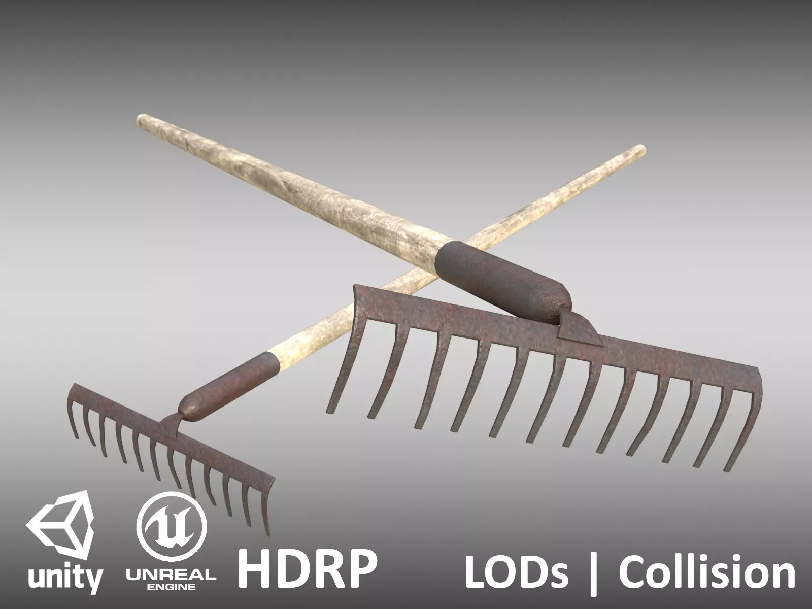 3D model Game-ready Rake Rusty VR / AR / low-poly | CGTrader