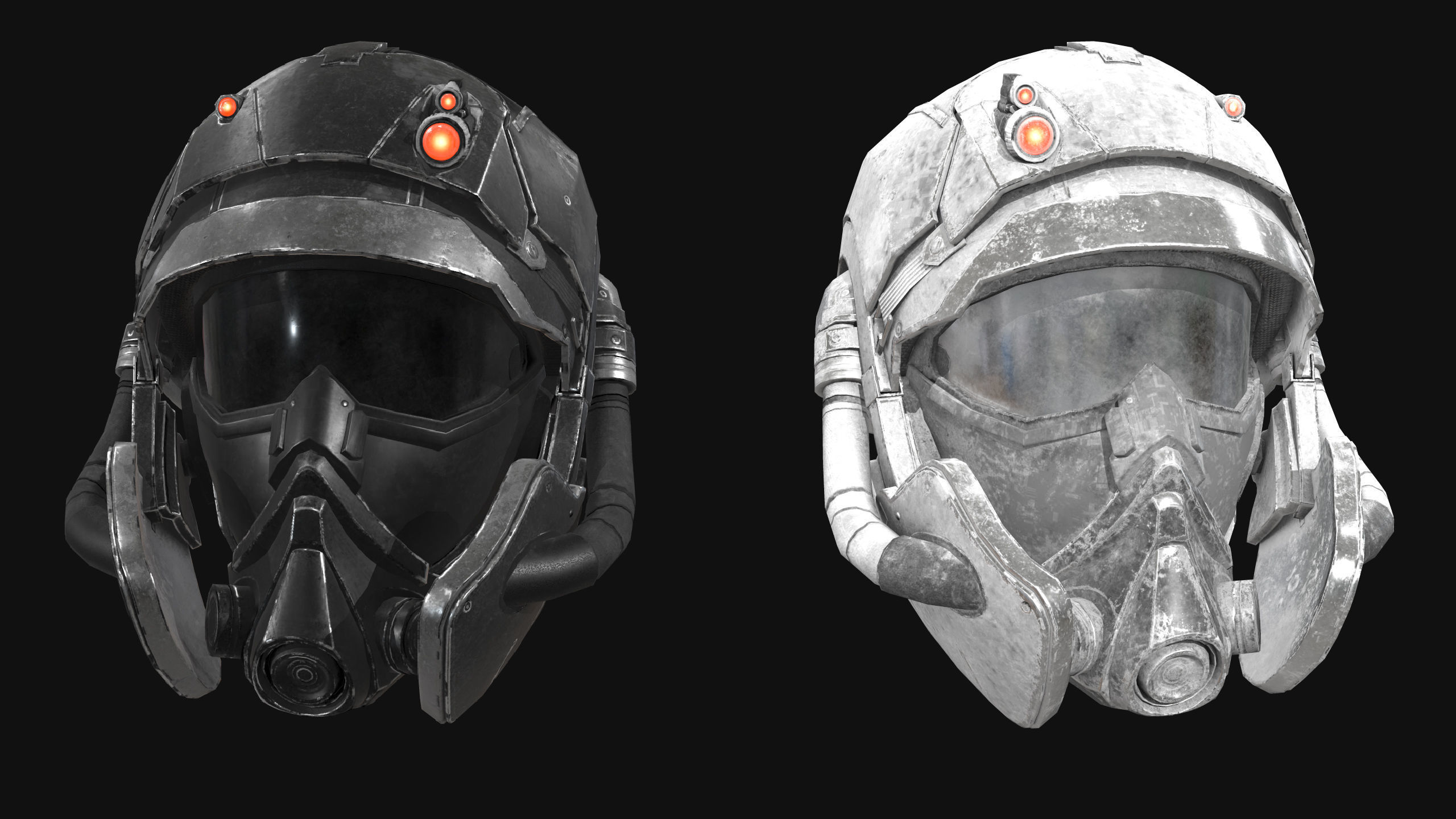 2x  scifi Helmet - low poly Low-poly 3D model_2