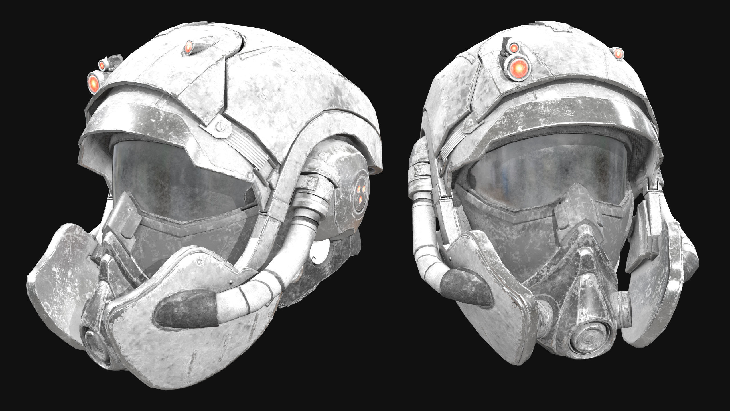2x  scifi Helmet - low poly Low-poly 3D model_4
