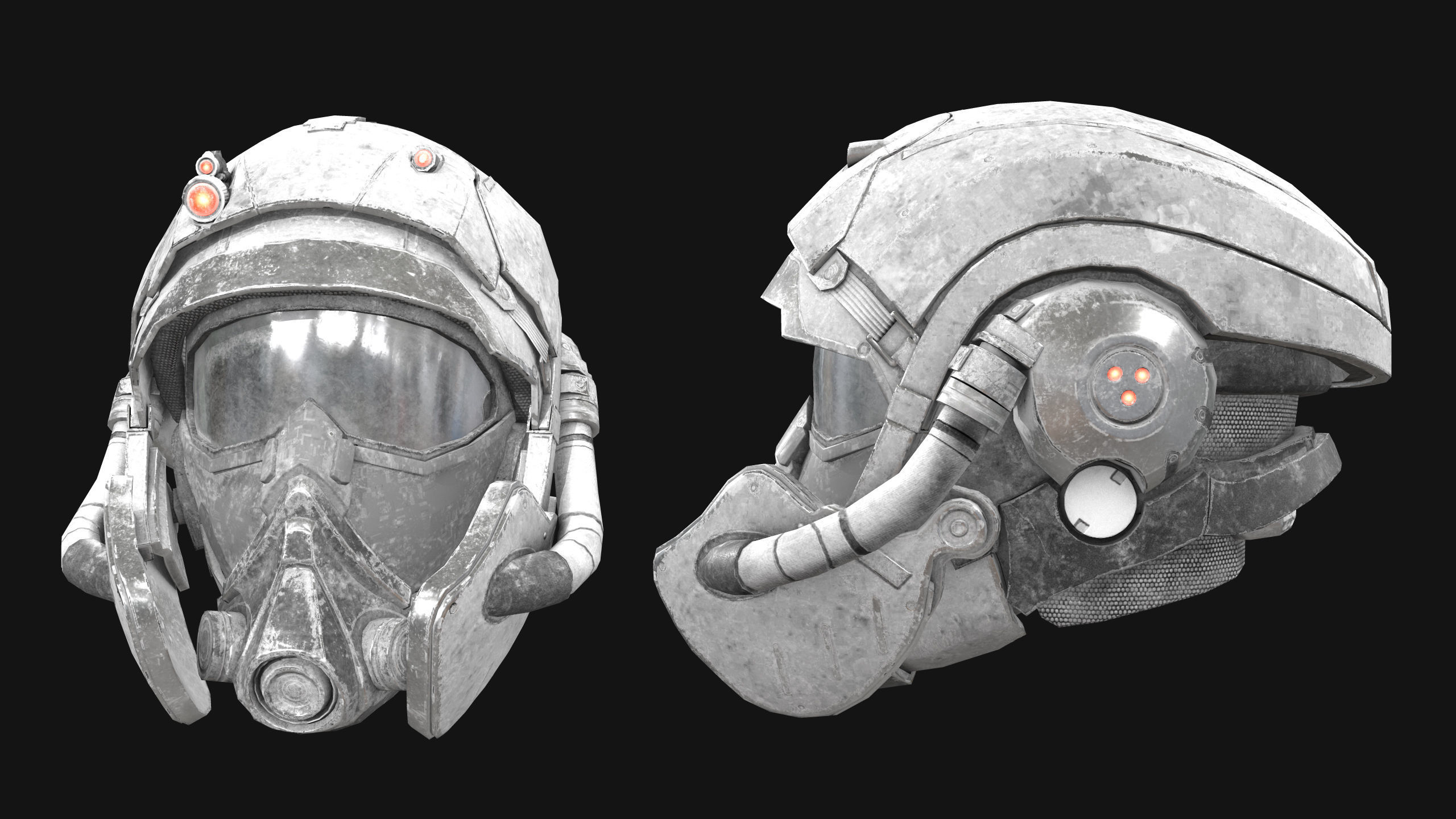 2x  scifi Helmet - low poly Low-poly 3D model_10