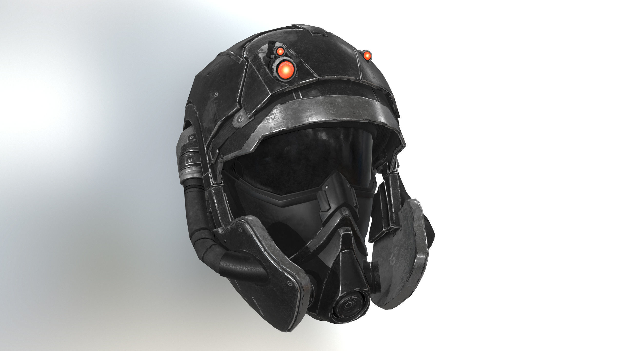 2x  scifi Helmet - low poly Low-poly 3D model_1