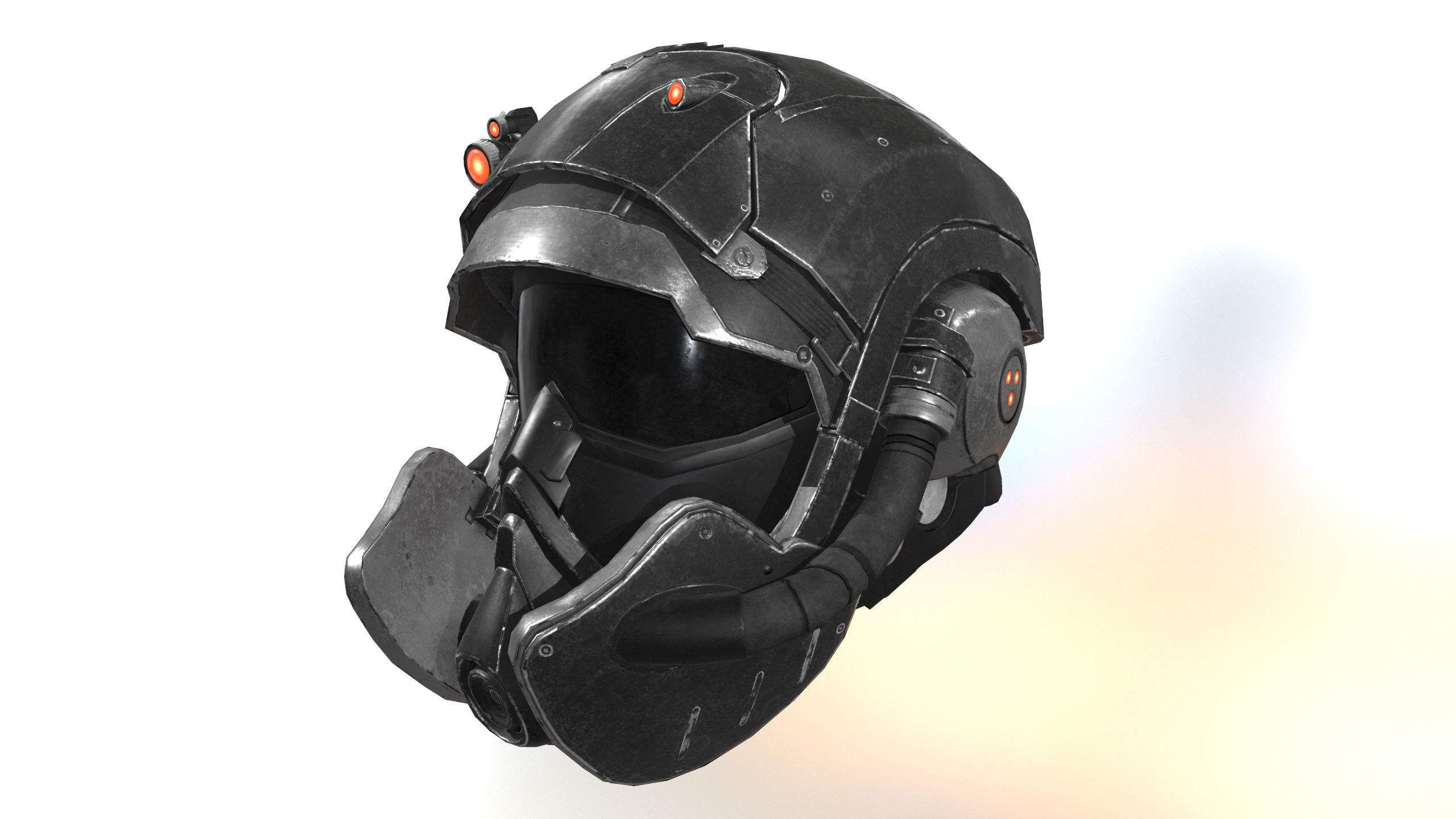 2x  scifi Helmet - low poly Low-poly 3D model_3