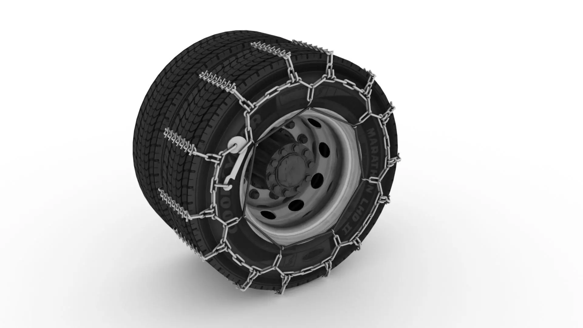 Studded Truck Tire Chains Low-poly 3D model