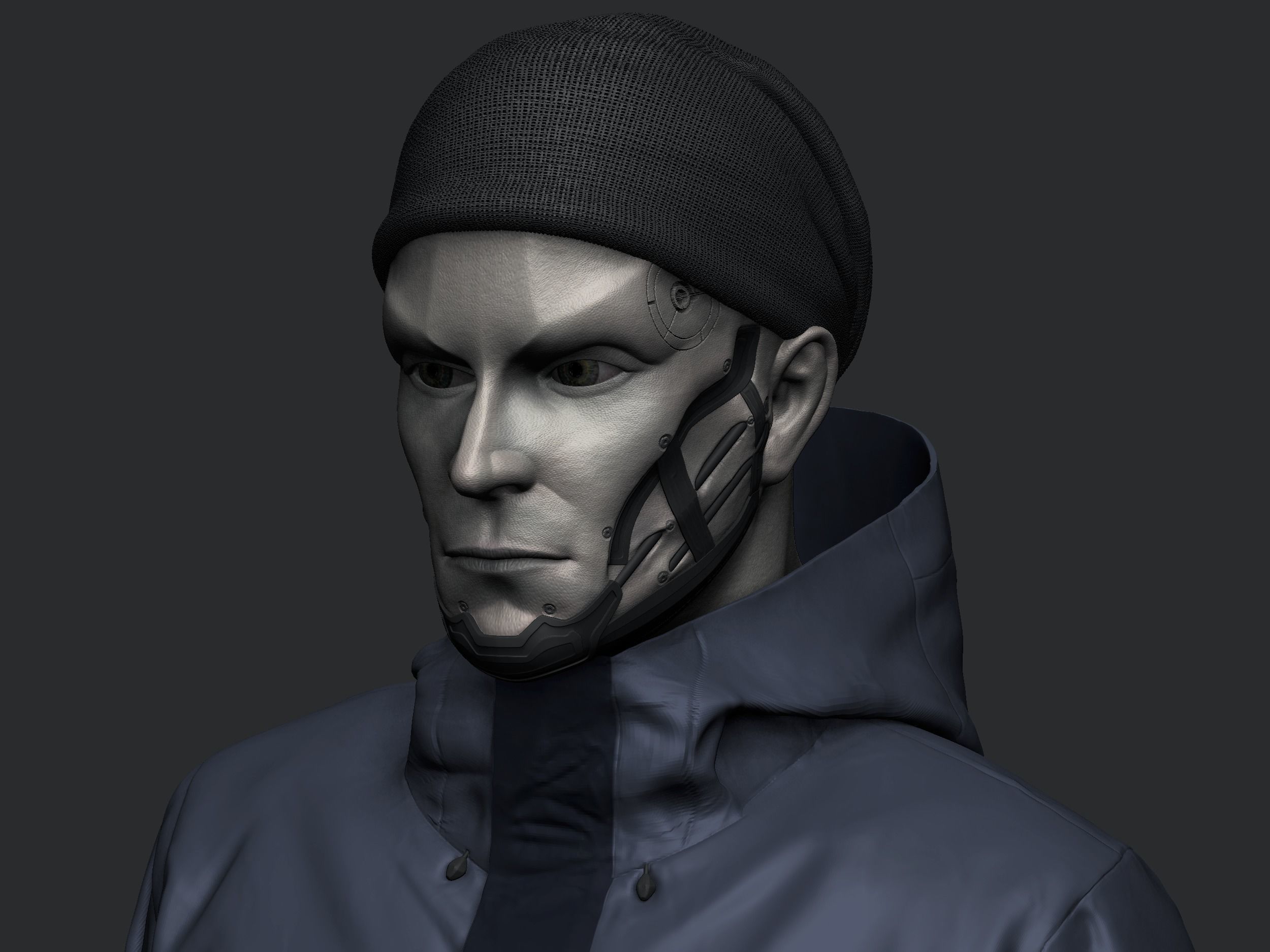Humanoid man in jacket 3D model_5