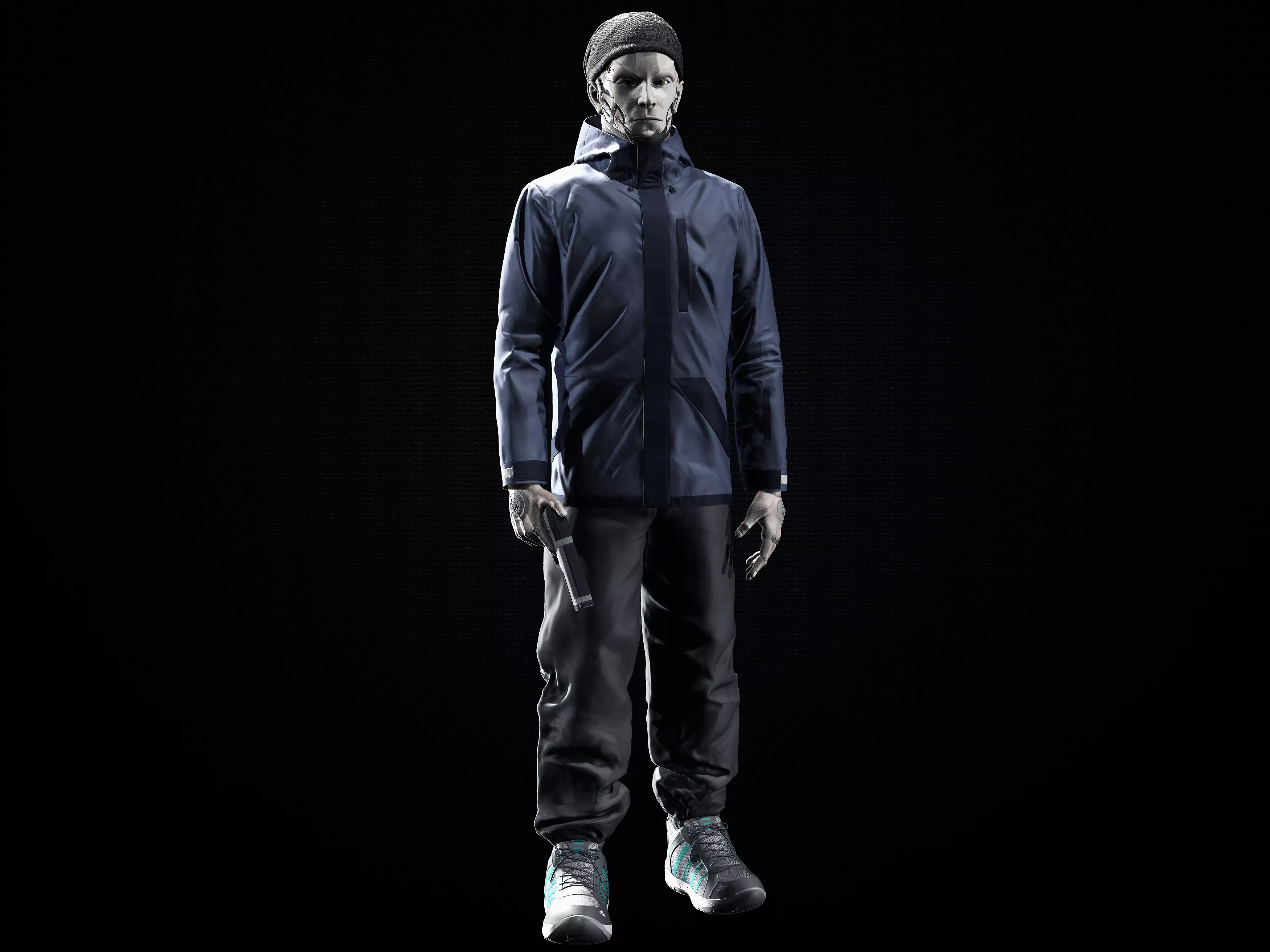 Humanoid man in jacket 3D model_0