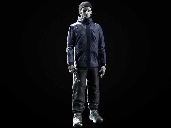 Humanoid man in jacket 3D model