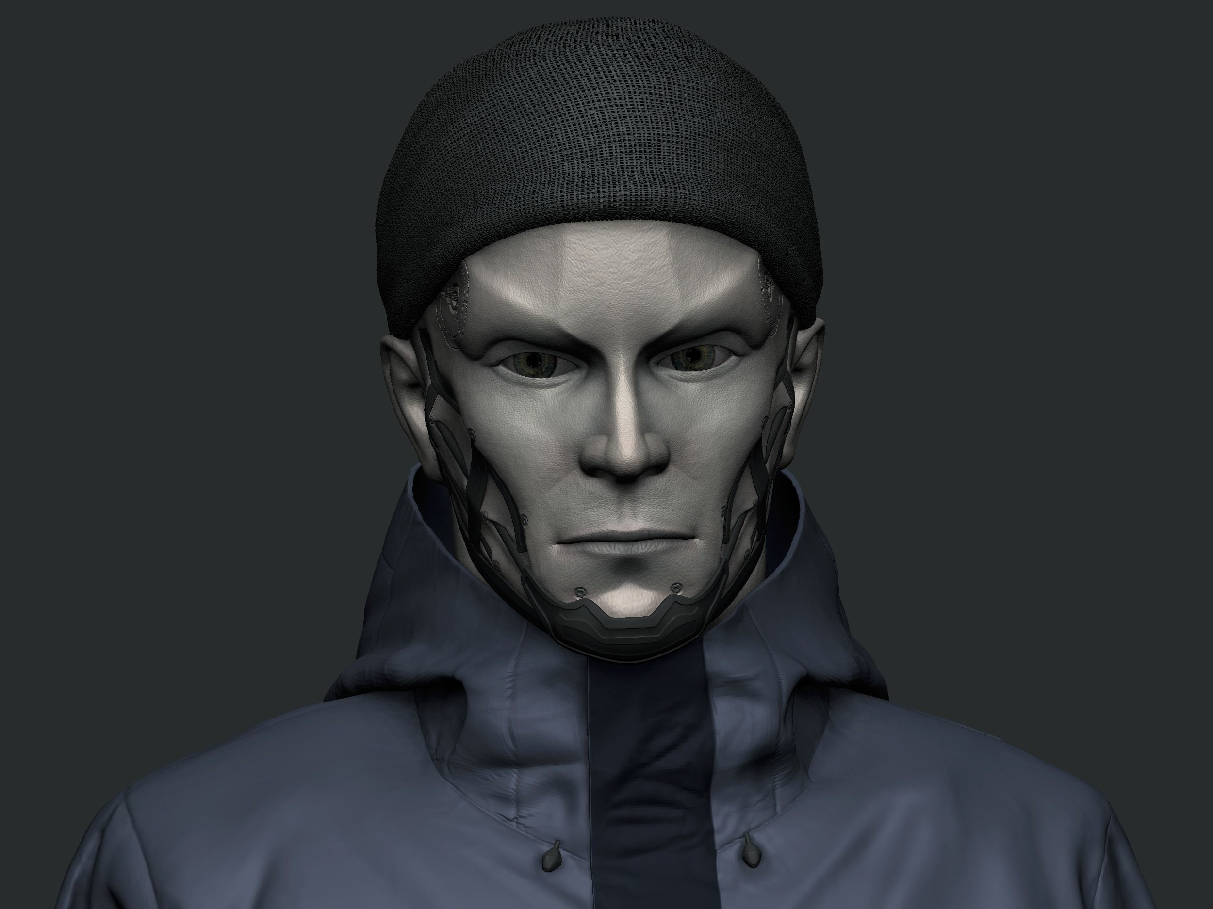 Humanoid man in jacket 3D model_6