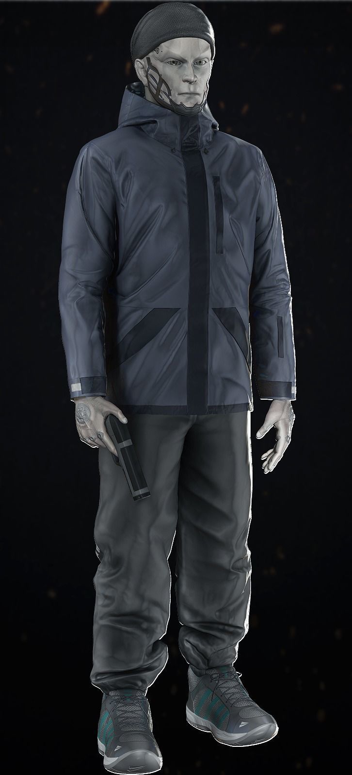 Humanoid man in jacket 3D model_3